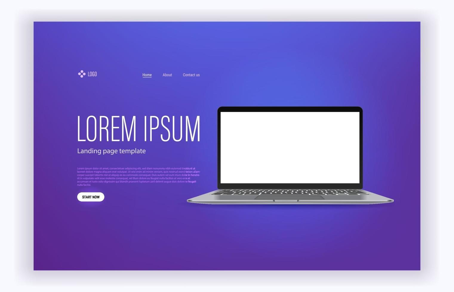 moderne trendige Landingpage mit modernem Laptop vektor