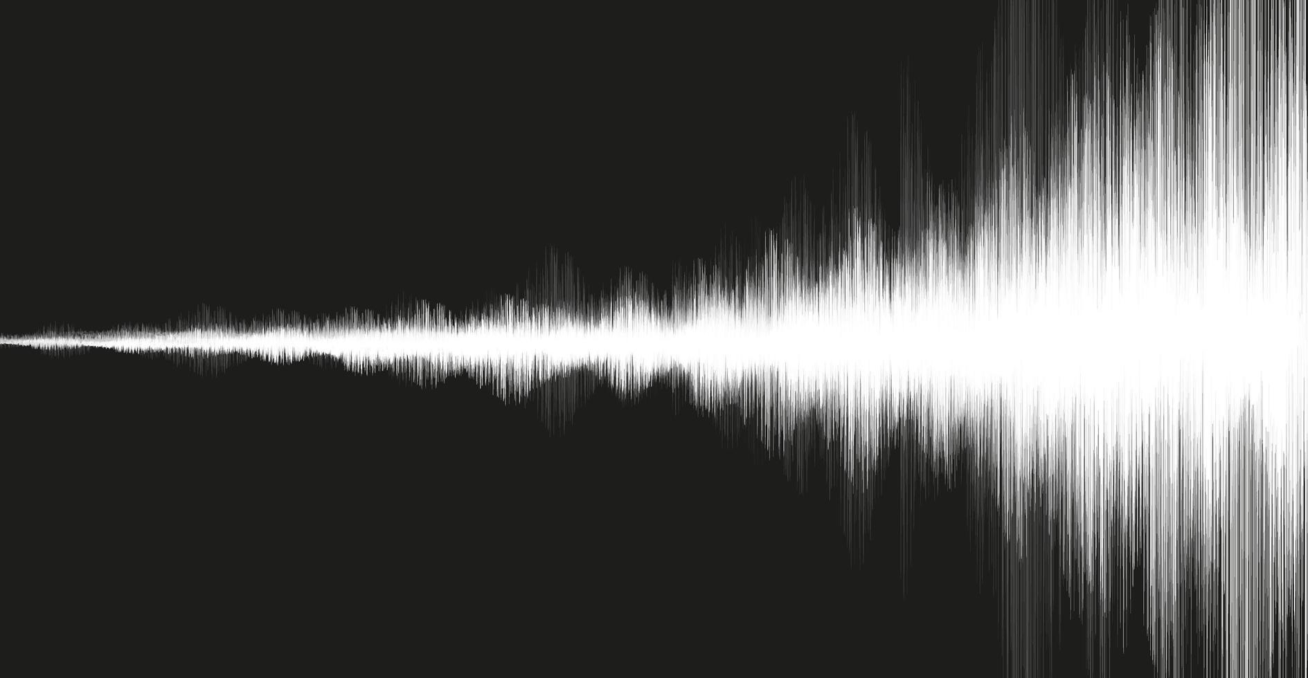 weiße Erdbebenwelle auf schwarzem Hintergrund, Audiowellendiagrammkonzept vektor