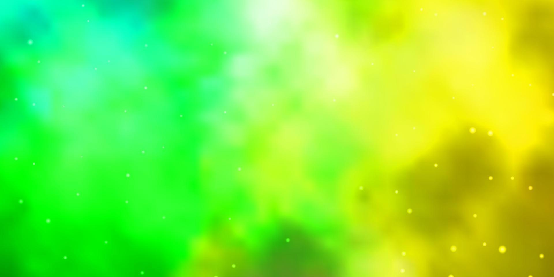 ljusgrön, gul vektormall med neonstjärnor. vektor