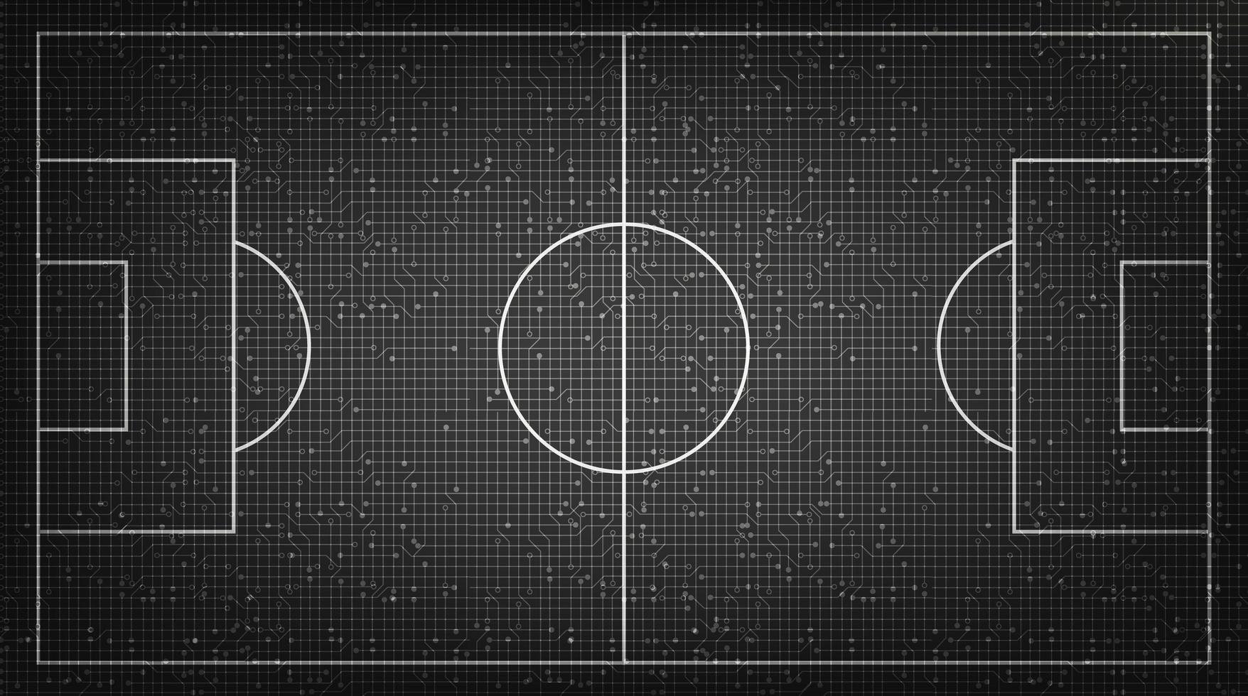 svart fotbollsplan på digital teknikbakgrund vektor