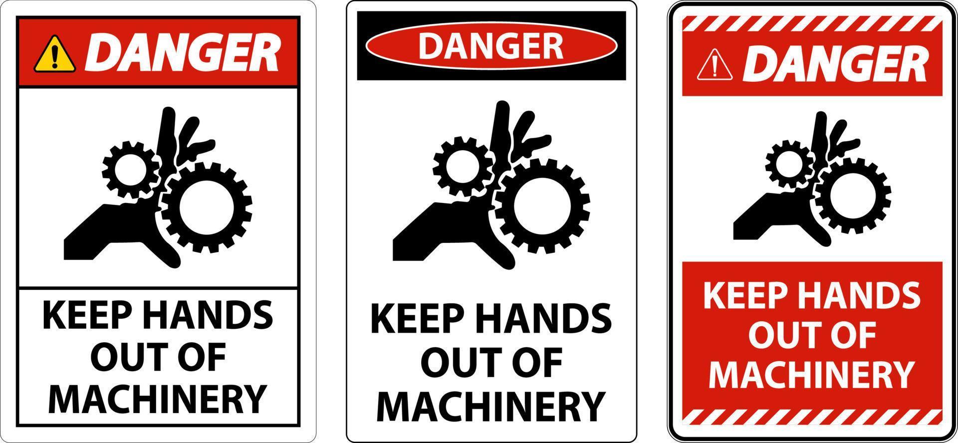 Achtung Zeichen behalten Hände aus von Maschinen vektor