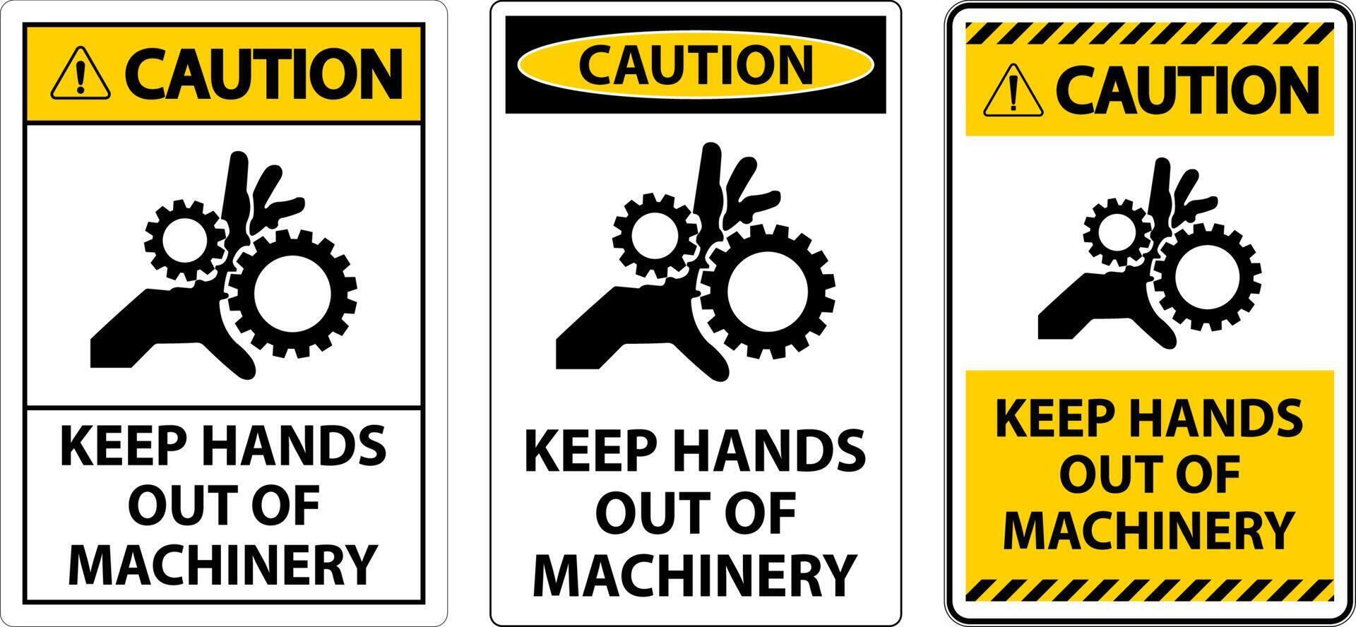 Vorsicht Zeichen behalten Hände aus von Maschinen vektor