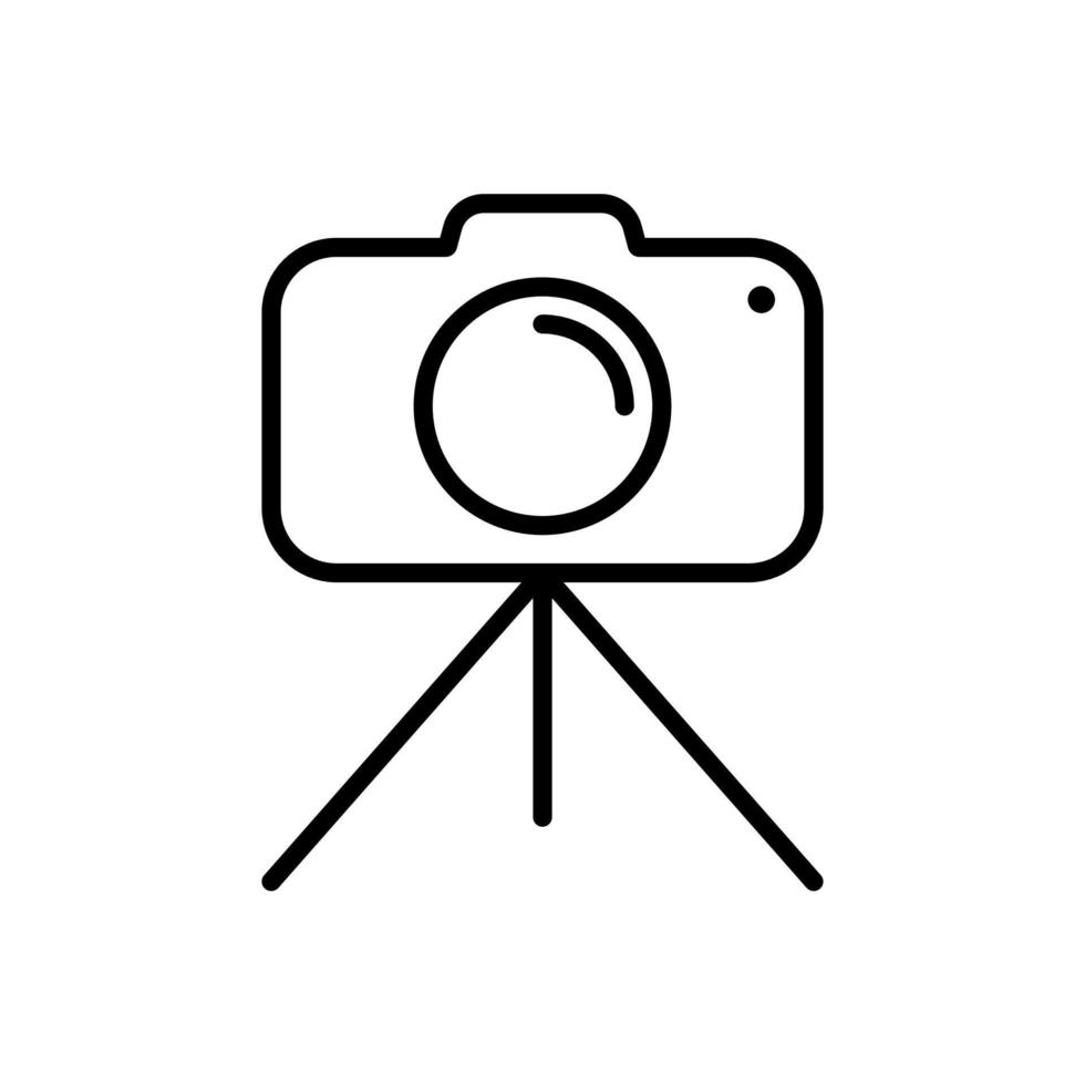 Kamera auf Stativ, Fotografie Konzept Symbol im Linie Stil Design isoliert auf Weiß Hintergrund. editierbar Schlaganfall. vektor