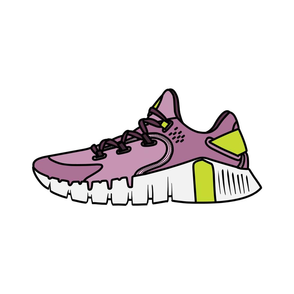 Psneaker Design mit Seite Winkel. Sport Schuhe . Entwurf. eben Design. Vektor Illustration. Turnschuhe im ein eben Stil. Seite Aussicht Turnschuhe. Mode Turnschuhe.