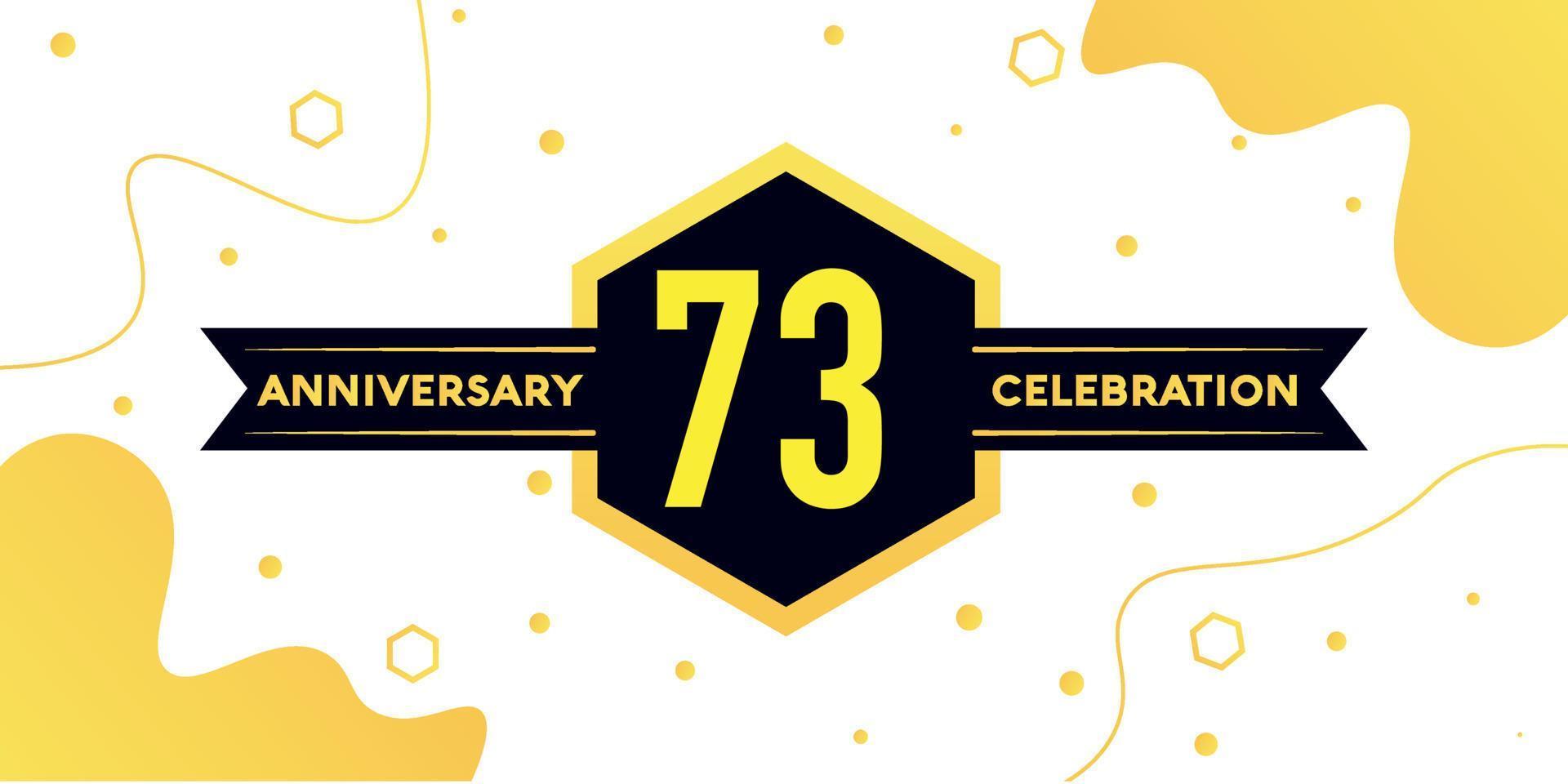 73 år årsdag logotyp vektor design med gul geometrisk form med svart och abstrakt design på vit bakgrund mall