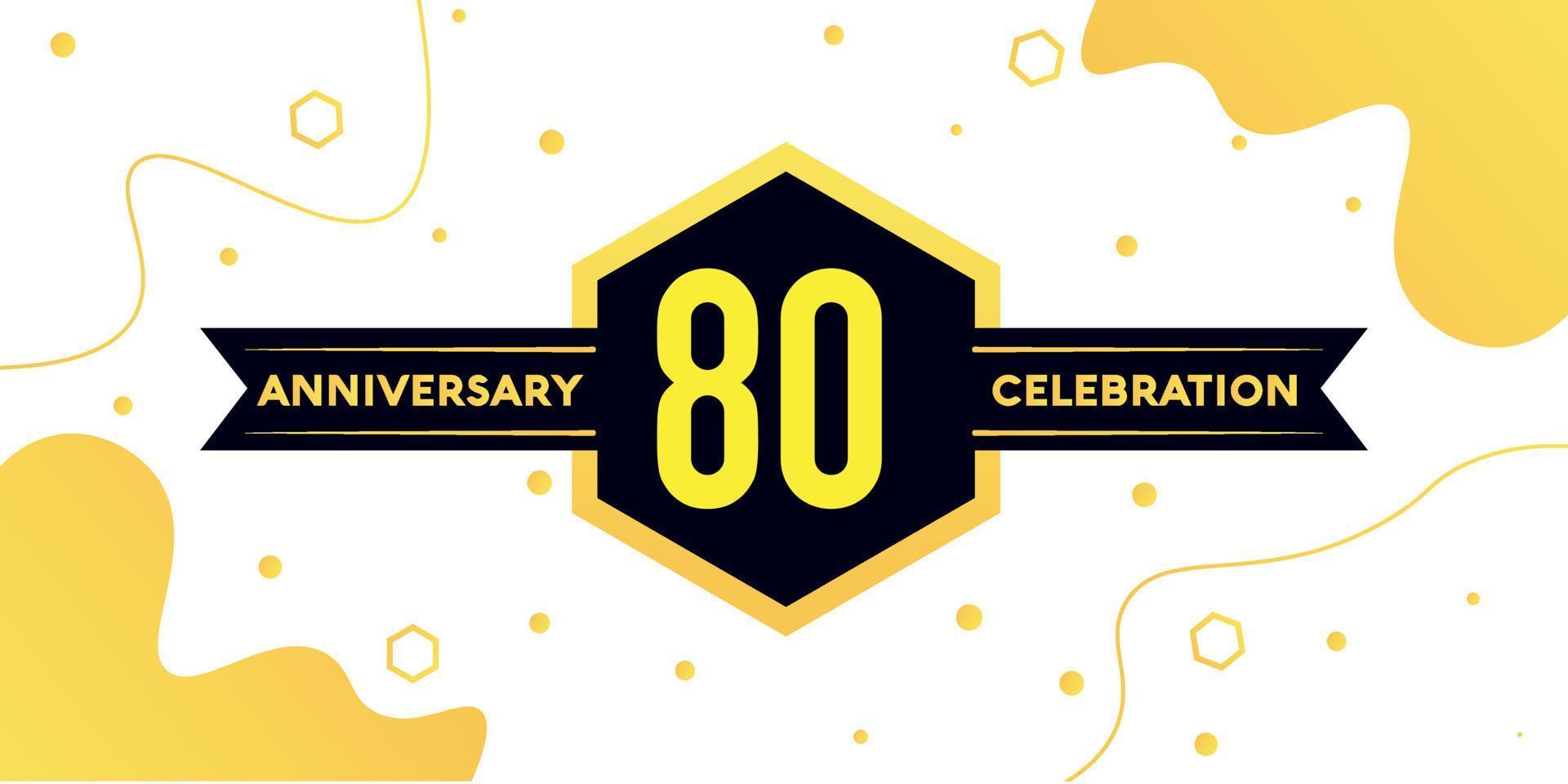 80 Jahre Jahrestag Logo Vektor Design mit Gelb geometrisch gestalten mit schwarz und abstrakt Design auf Weiß Hintergrund Vorlage