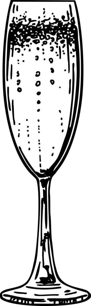 Champagner Glas mit Spritzen. Champagner skizzieren Symbol. Hand gezeichnet Champagner Symbol. Glas zum Wein. funkelnd Wein Illustration vektor