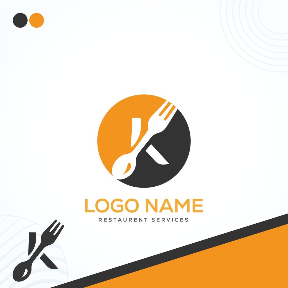 k mit Gabel Löffel Küche Restaurant Prämie Brief Logo Vorlage im modern kreativ minimal Stil Vektor Design