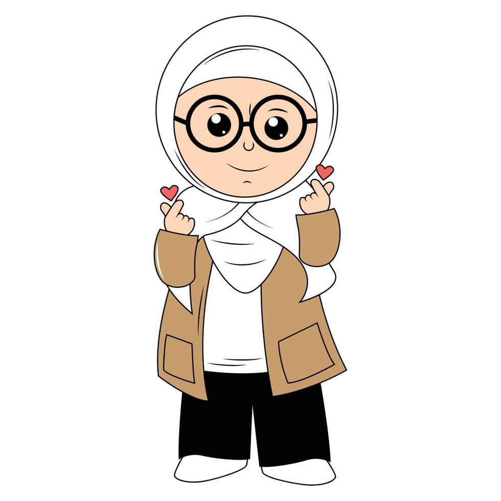 süß Mädchen Hijab Karikatur Illustration vektor