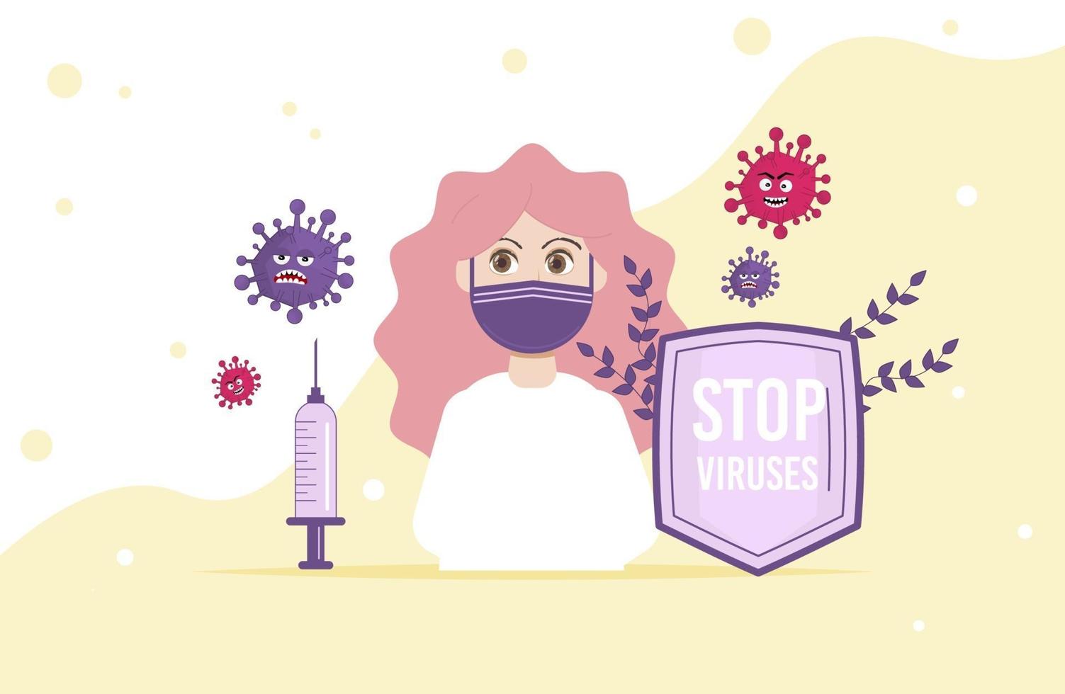 Stop Virus Konzept Vektor-Illustration. Ärztin in Maske. vektor