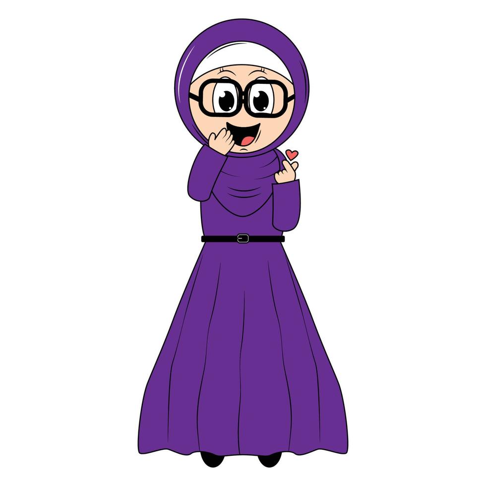 süß Mädchen Hijab Karikatur Illustration vektor