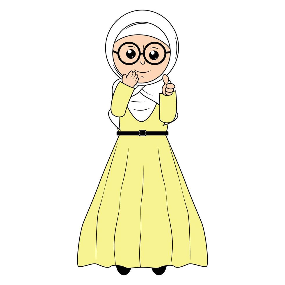 süß Mädchen Hijab Karikatur Illustration vektor