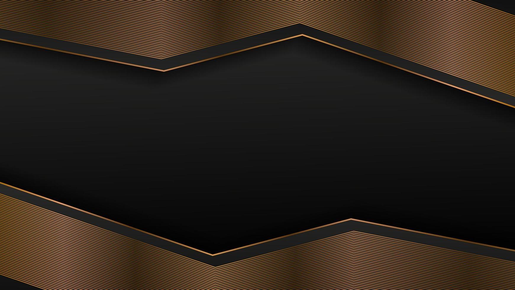 Luxus Hintergrund mit golden Streifen Rahmen auf schwarz Hintergrund, abstrakt Design Hintergrund Vorlage vektor