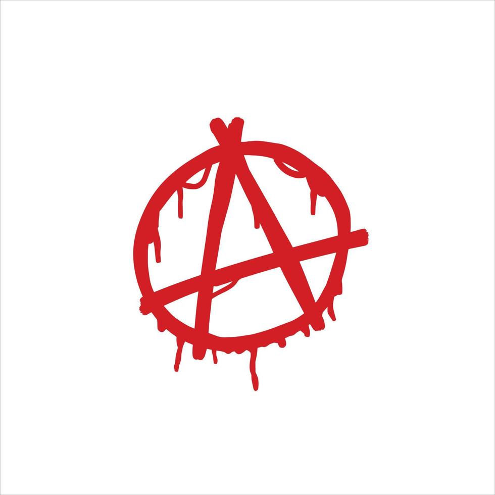 anarki. brev en i de cirkel. symbol av kaos och uppror. röd borsta ikon. vektor