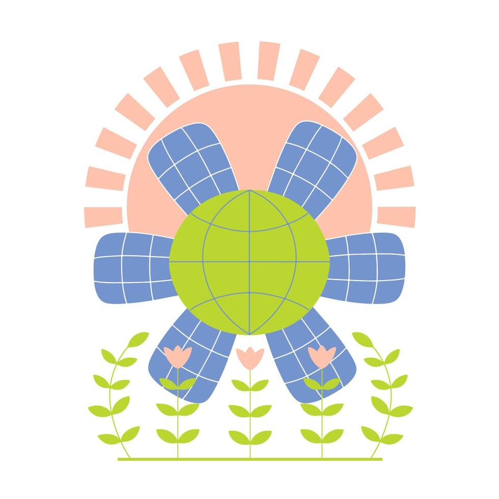 begrepp av hållbar utveckling. t.ex. grön energi, hållbar industri med sol- energi paneler. miljö- förvaltning av de företag. vektor. vektor