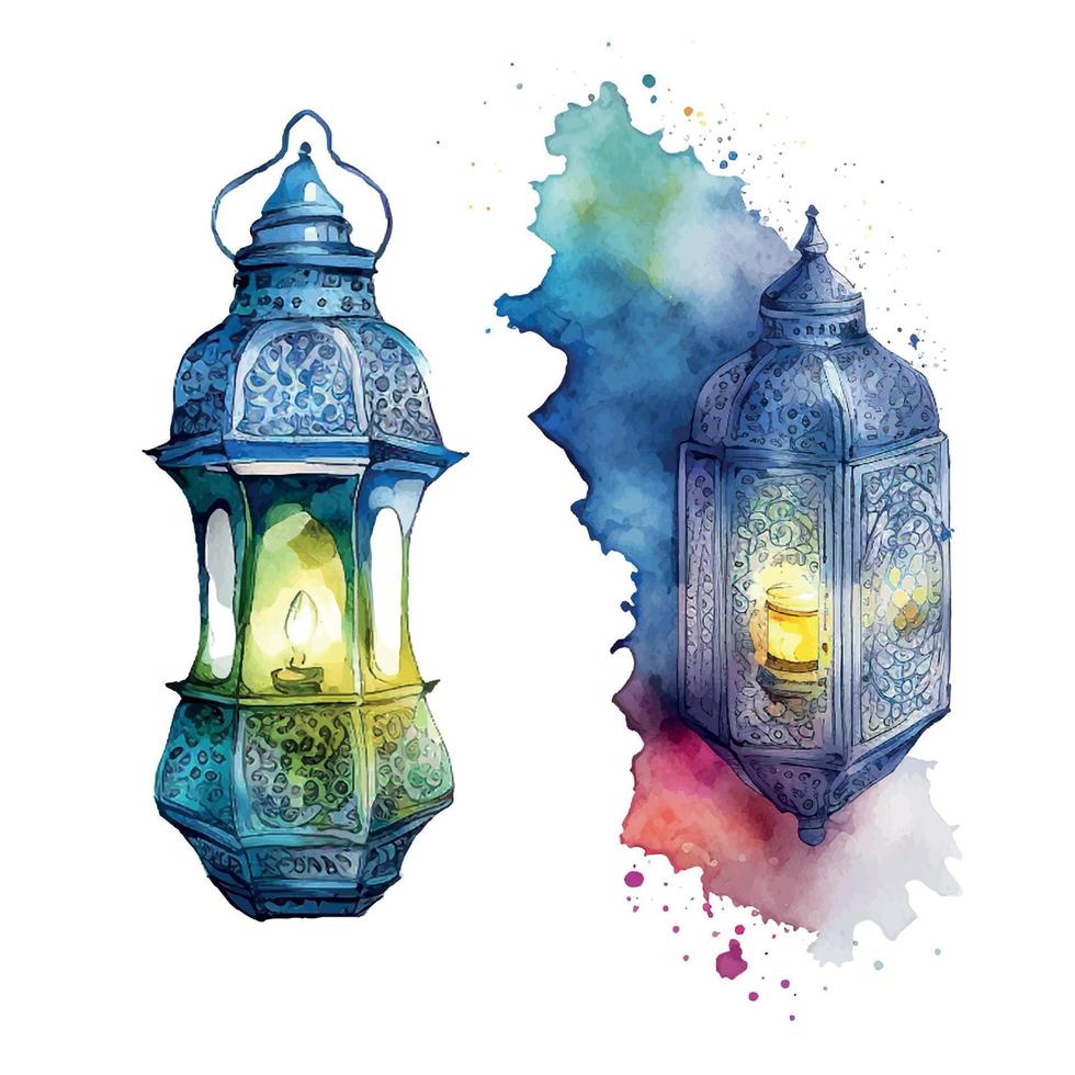 Ramadan kareem islamisch Laterne Aquarell Illustration Vektor