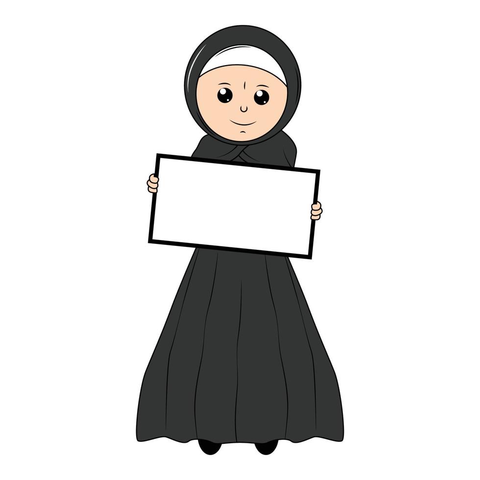 söt flicka hijab tecknad serie illustration vektor