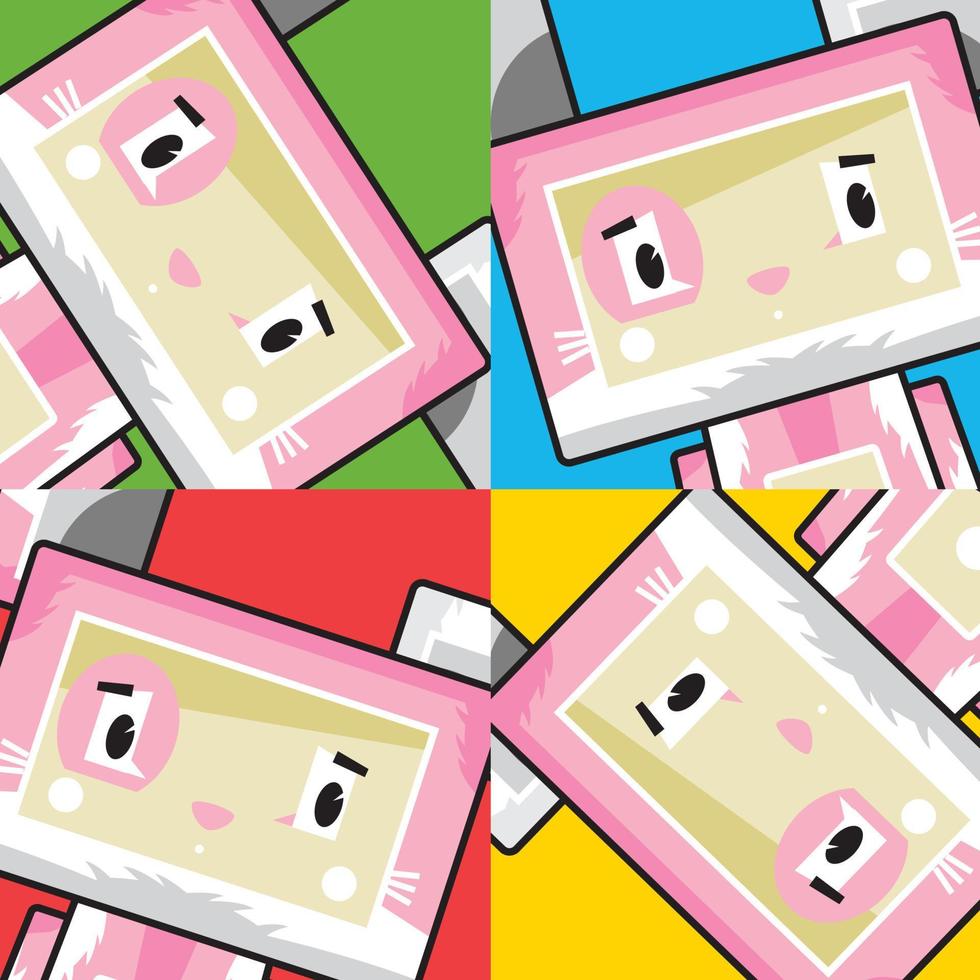 söt tecknad serie rosa kanin kanin karaktär i kvadrater vektor