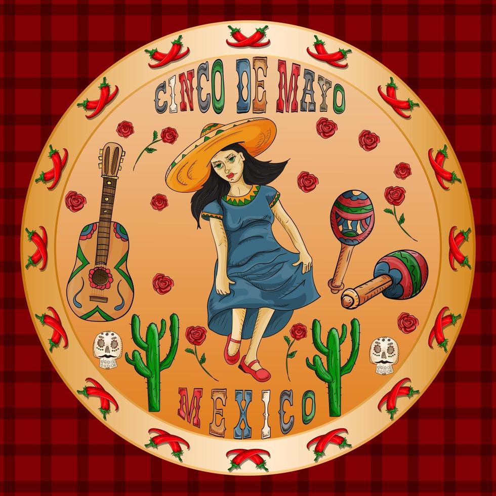 Illustrationsdesign auf dem mexikanischen Thema der Cinco de Mayo-Feier vektor