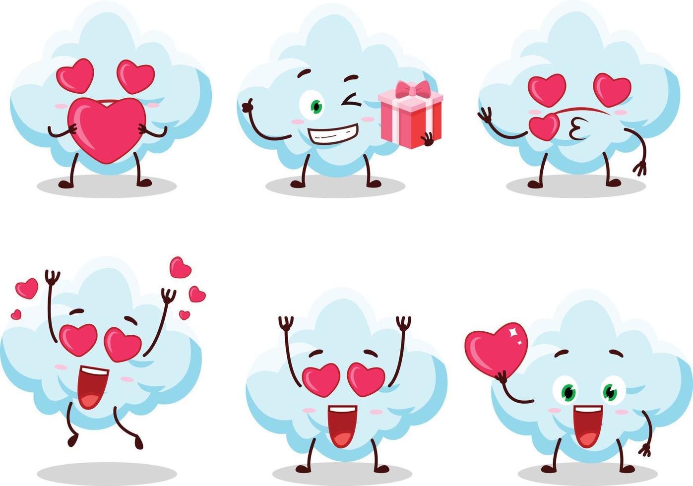 moln tecknad serie karaktär med kärlek söt uttryckssymbol vektor