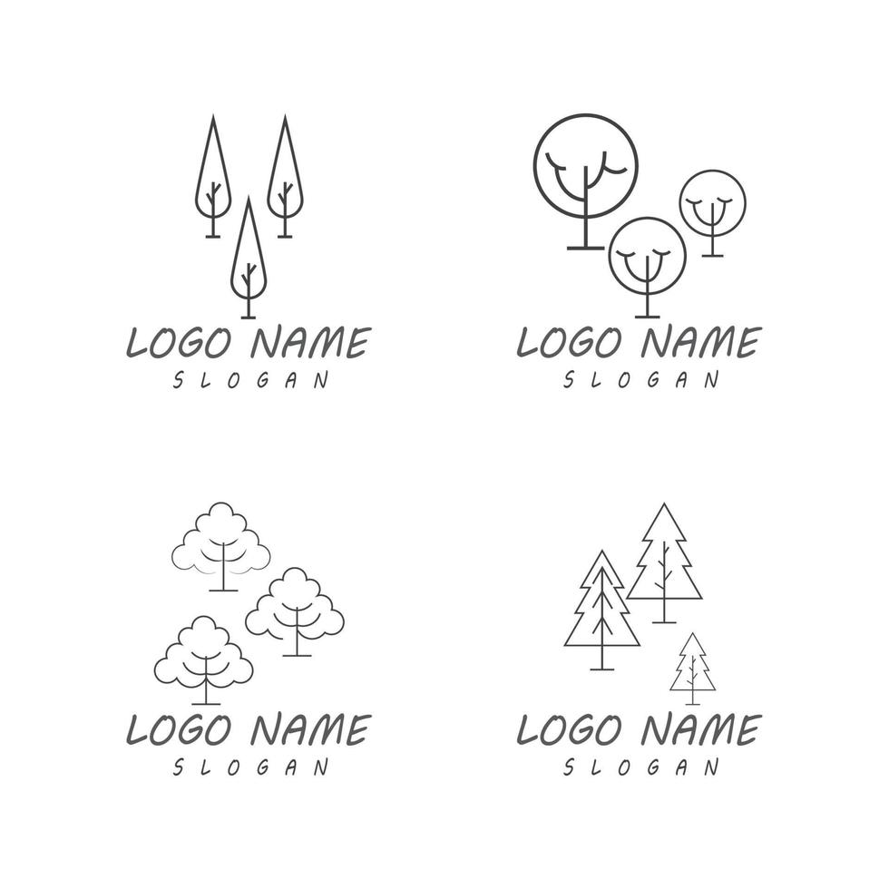 träd linje logotyp mall vektor symbol natur