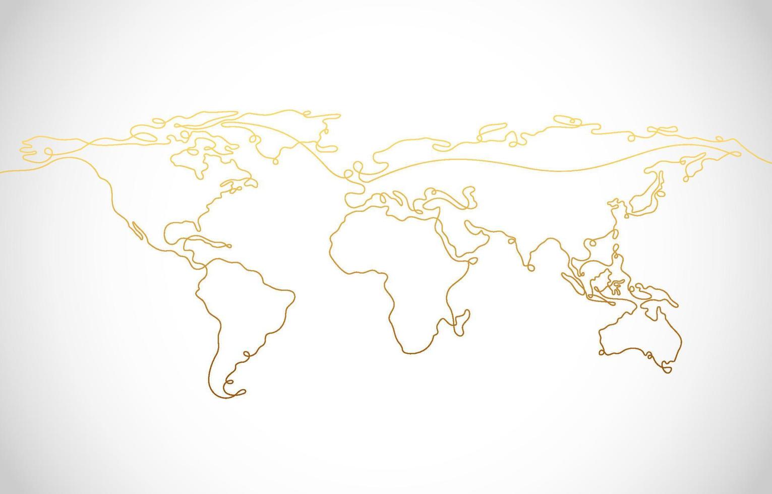 einer Schlaganfall Linie Welt Karte Zeichnung Konzept vektor