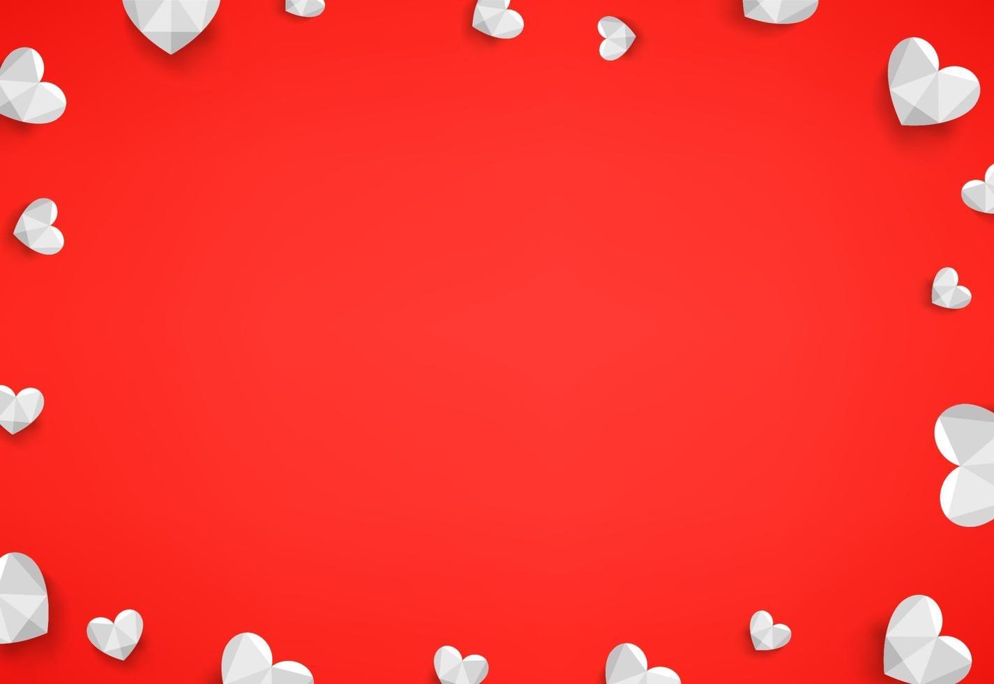 vita hjärtan på röd bakgrund. sociala medier meddelande vektor ram