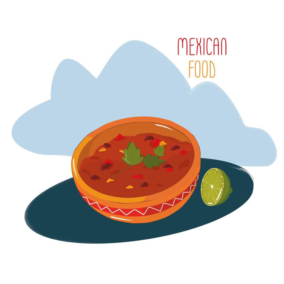 traditionell mexikansk soppa chile lura carne. vektor