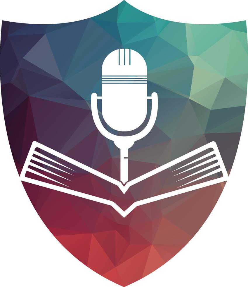 Podcast-Buch-Vektor-Logo-Design. Bildungs-Podcast-Logo-Konzept. vektor