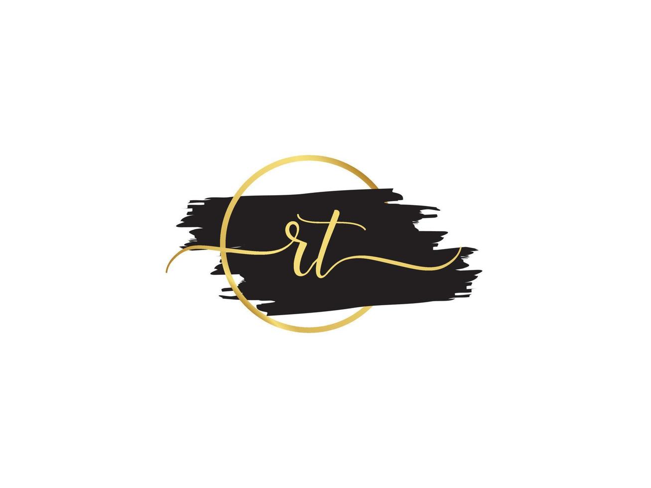 Luxus rt Brief Logo, Initiale rt Unterschrift Bürste Brief Logo Symbol vektor