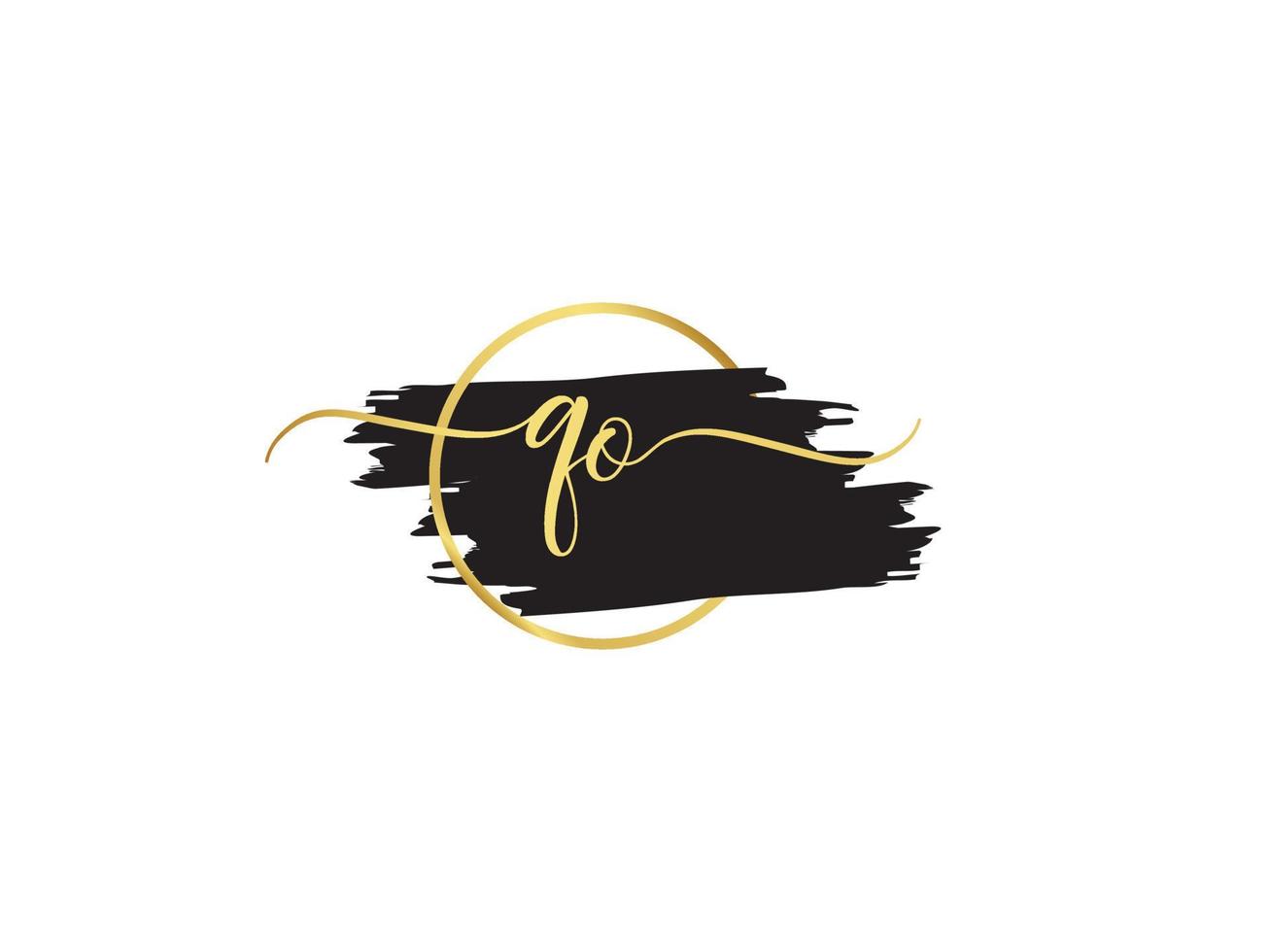 Unterschrift qo Brief Logo, minimalistisch qo Luxus Logo Brief zum Stoff vektor
