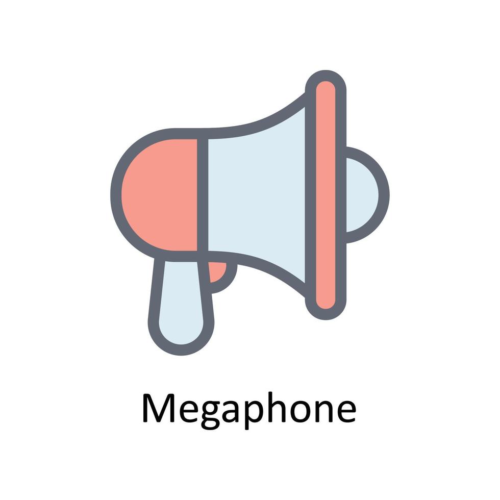 megafon vektor fylla översikt ikoner. enkel stock illustration stock
