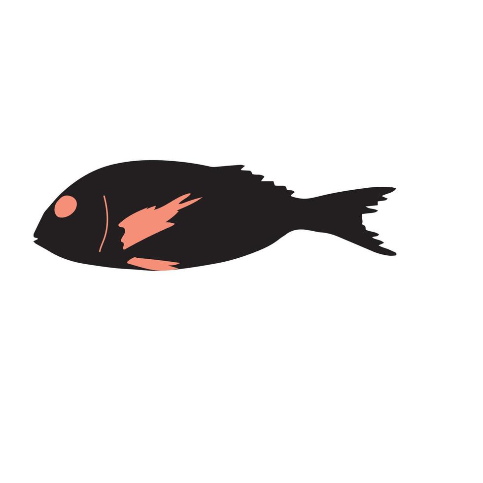 süß schwarz Fisch Vektor Illustration Symbol. tropisch Fisch, Meer Fisch, Aquarium Fisch