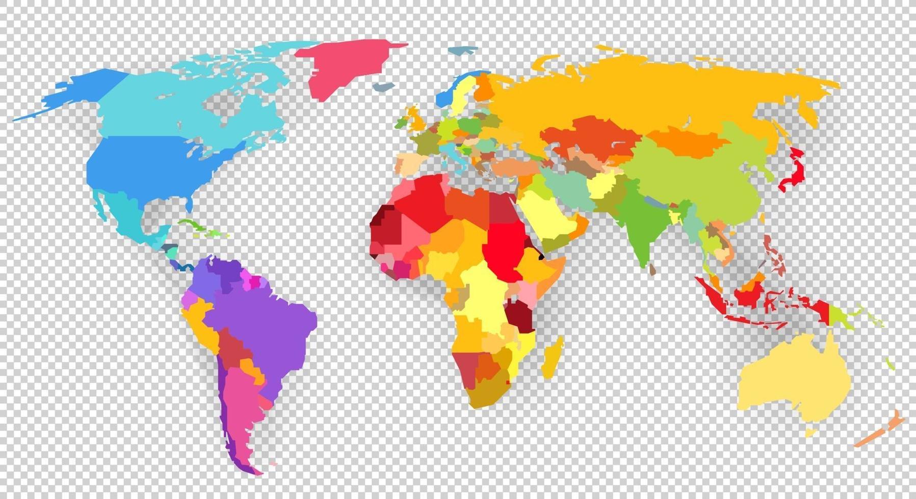 färg vektor världskarta isolerade