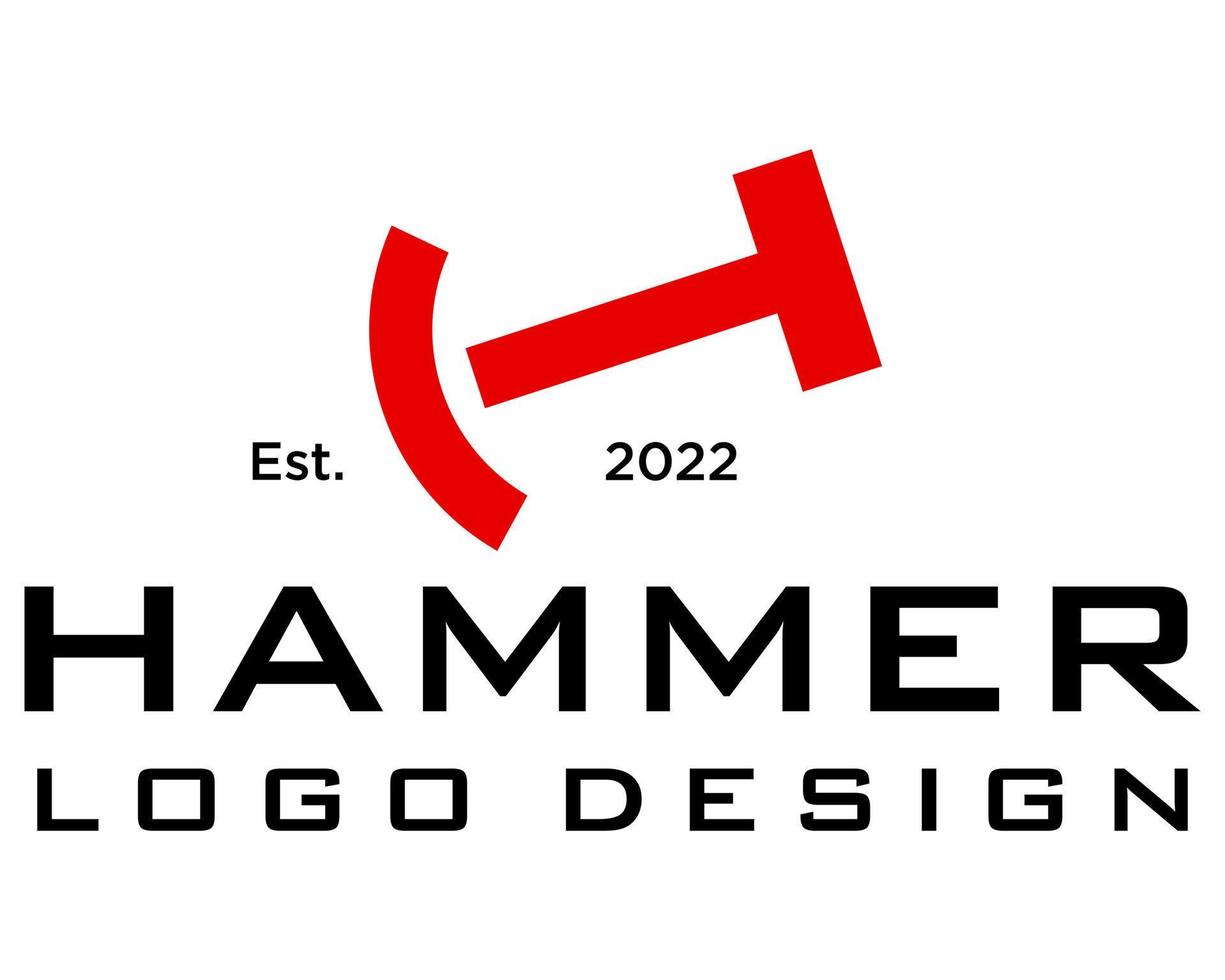h Brief Monogramm Hammer Logo Design. vektor
