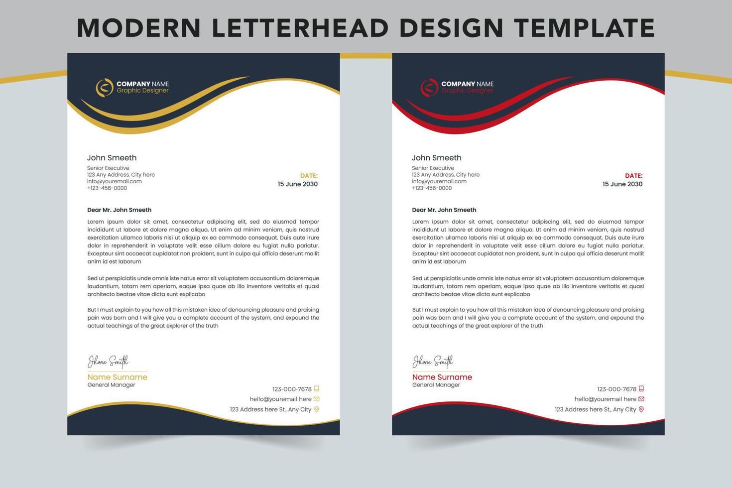 korporativ modern Geschäft Briefkopf Design Vorlage, 2 Farbe Variation, Geschäft Briefkopf Design Vorlage vektor