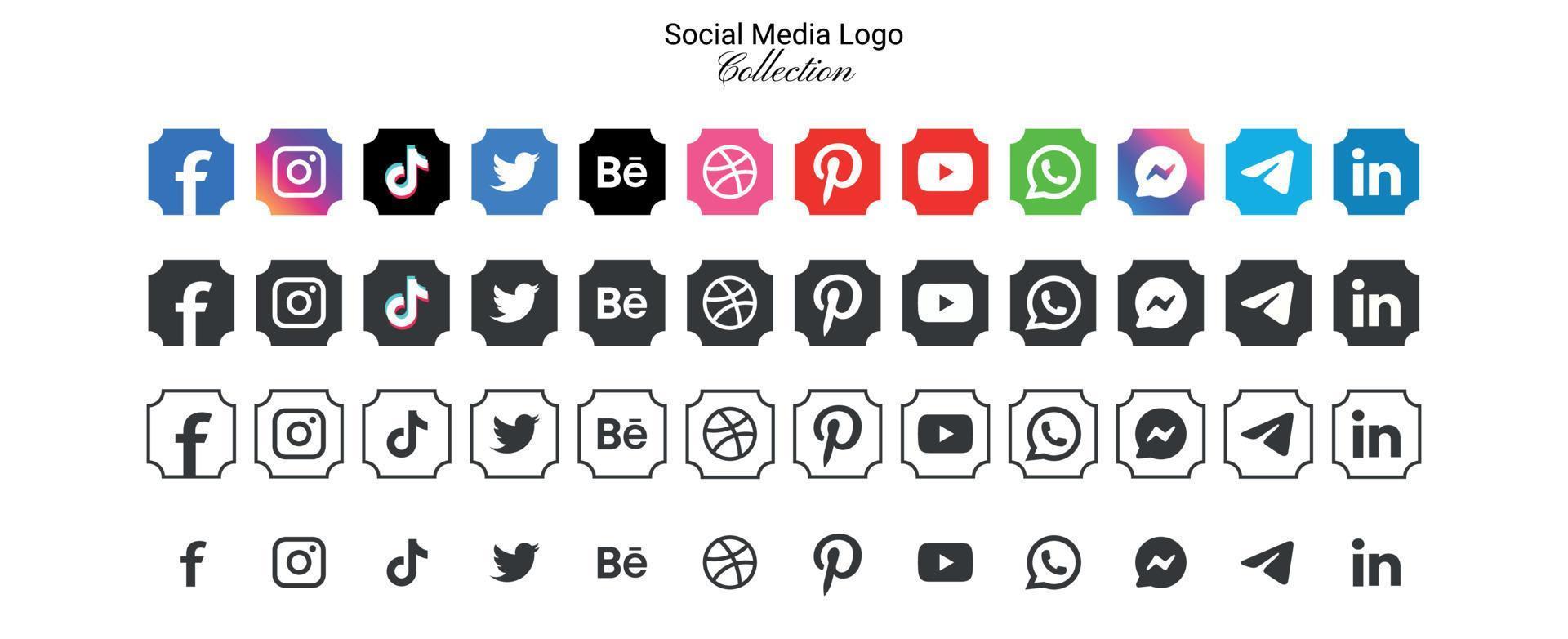Beliebt Sozial Netzwerk Logo Symbole Sammlung im verschiedene Formen, Vektor einstellen