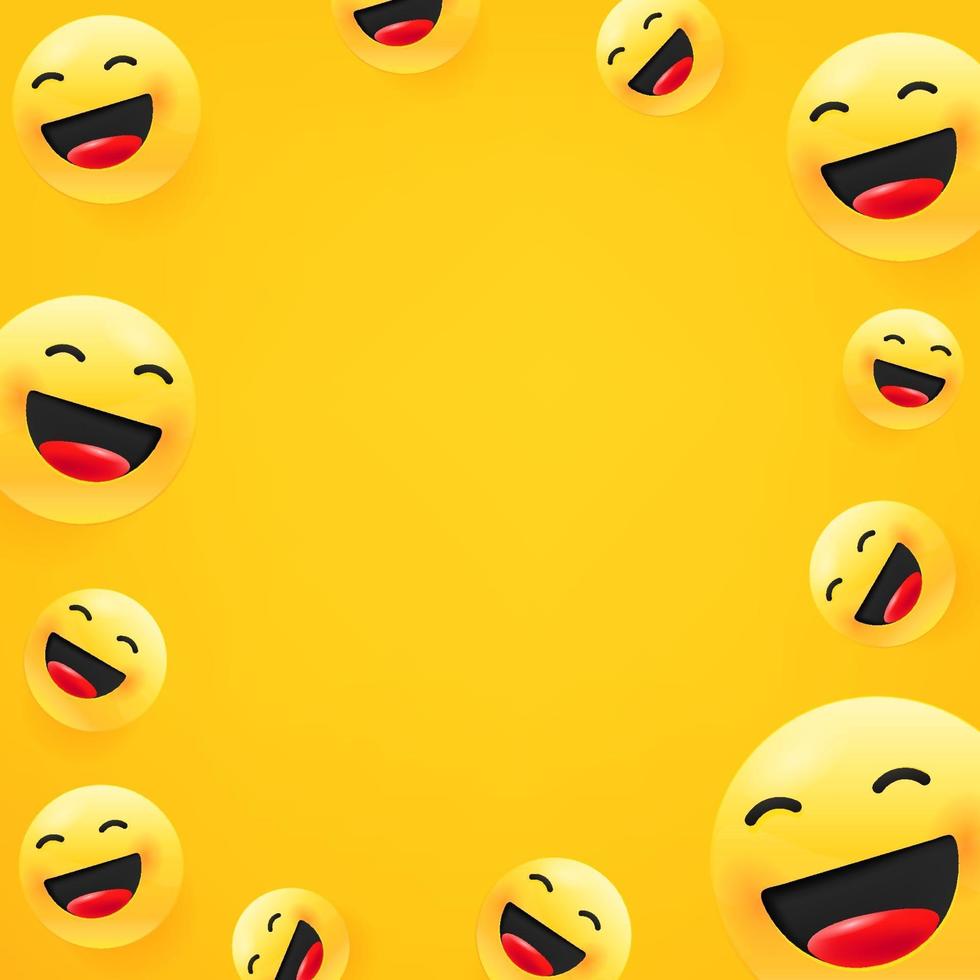 skrattande emoji. sociala medier meddelande vektor bakgrund. kopiera utrymme för en text