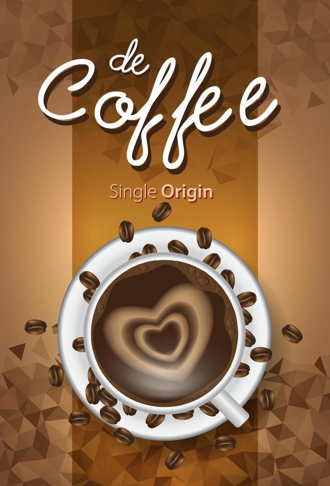 Vektor von Kaffee Bohne Etiketten. Kaffee Etiketten mit Kaffee Tasse auf Farbe Hintergrund