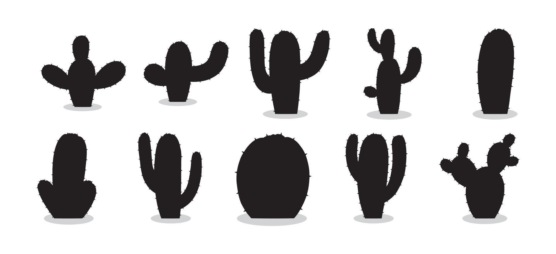 samling av kaktus växt silhuett vektor mönster