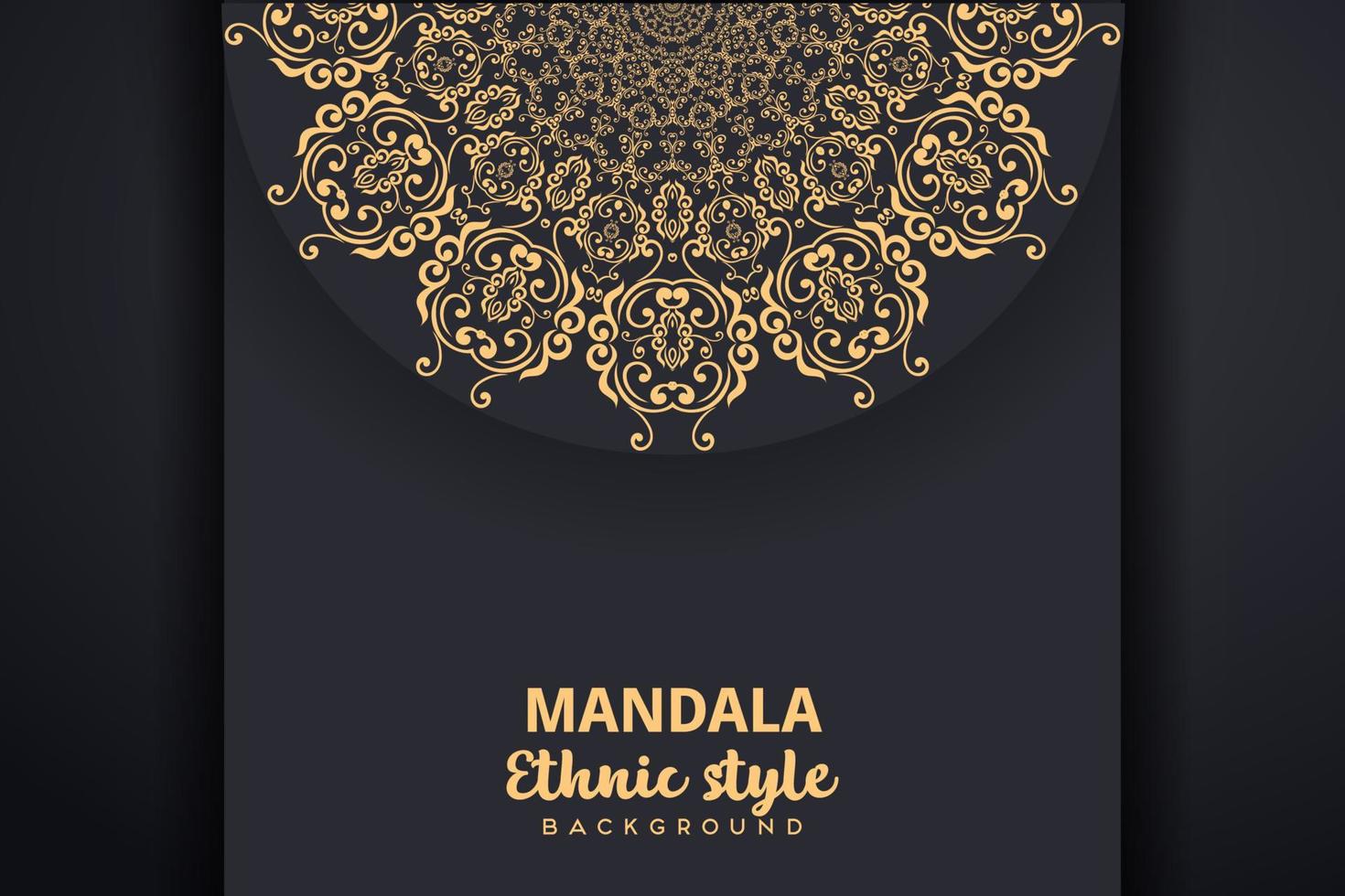 golden Jahrgang Ornament Mandala und Platz zum Text auf Marine Blau Hintergrund zum Einladung, Postkarte Hintergrund vektor