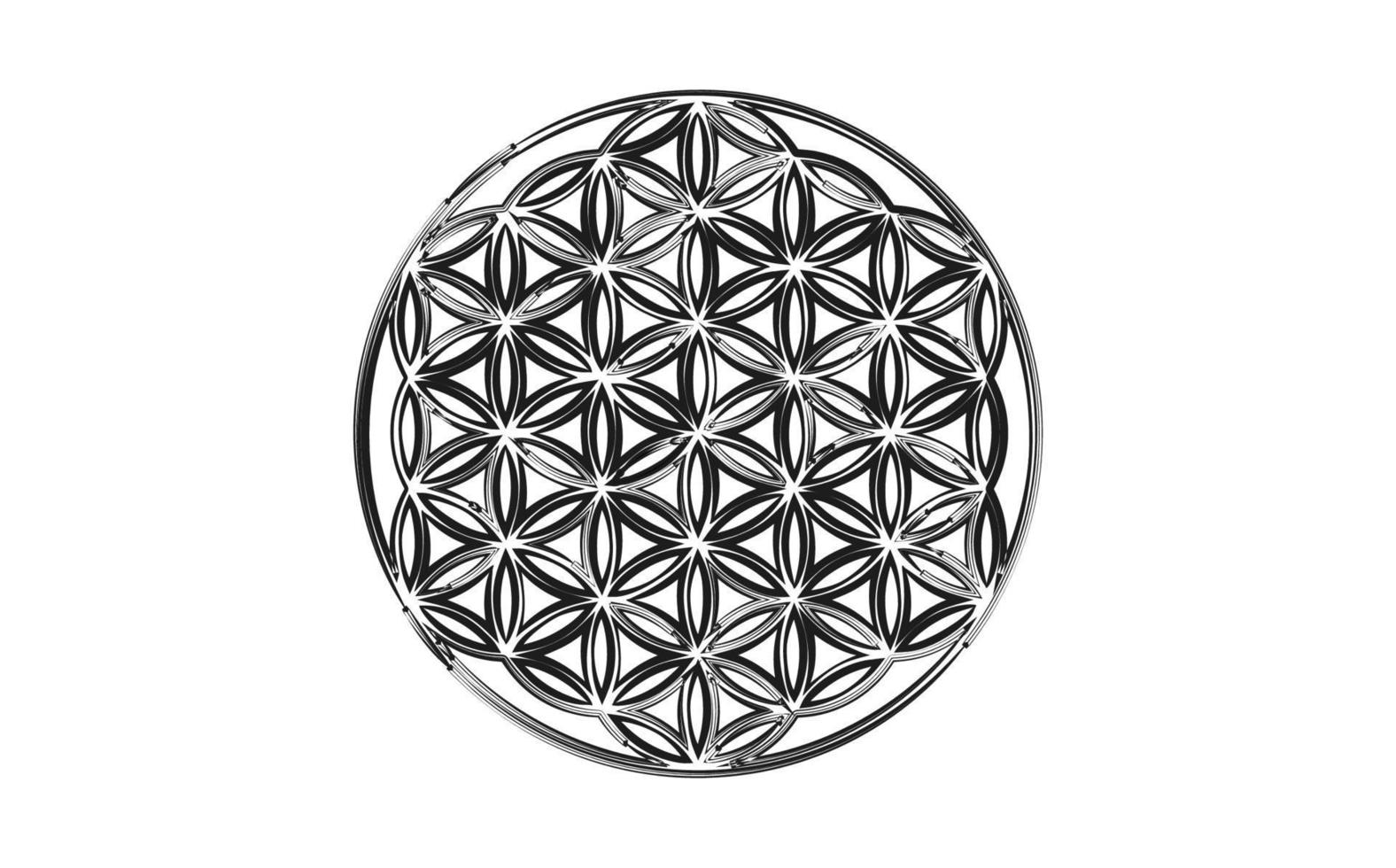 Blume von Leben, Yantra Mandala Hand Zeichnung schwarz Logo, heilig Geometrie Symbol von Harmonie und Gleichgewicht. Samen von Leben mystisch Talisman, Vektor isoliert auf Weiß Hintergrund