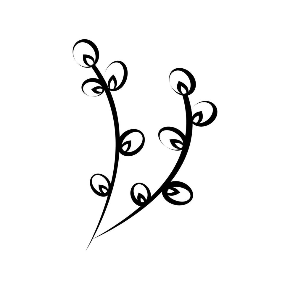 linear Weide Zweig im Gekritzel Stil vektor