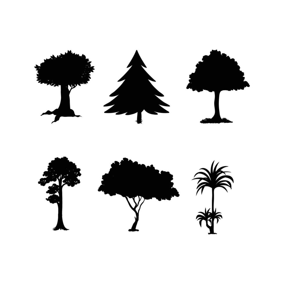Sammlung von Bäume im einer Farbe Vektor