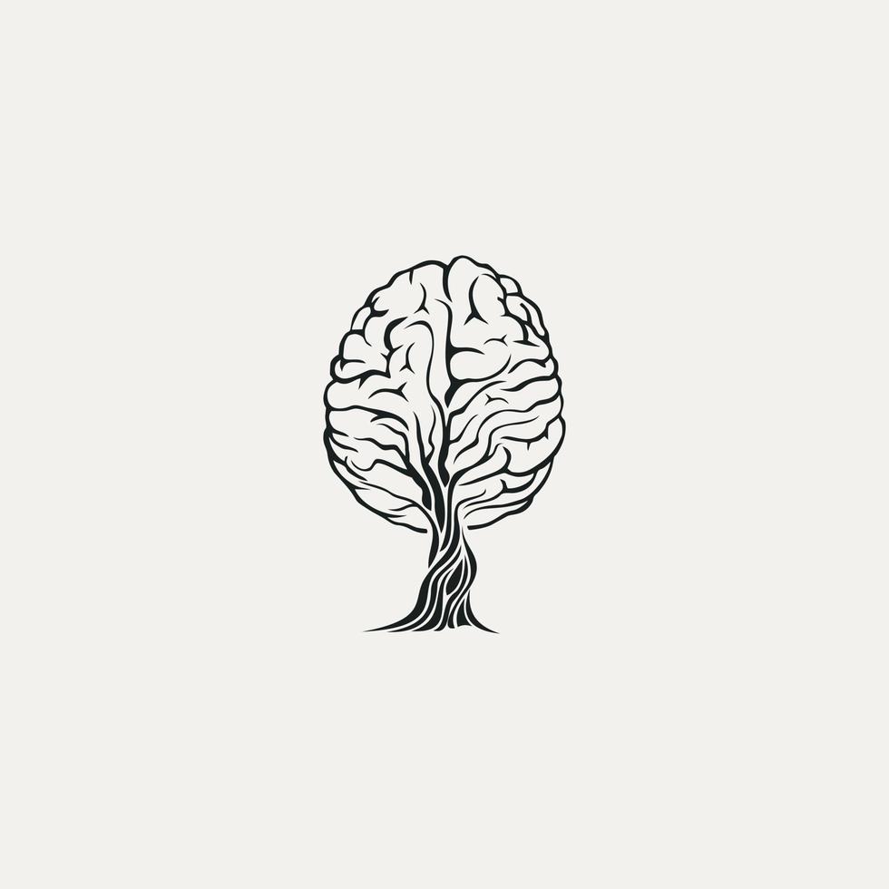 einzigartig Gehirn Motiv Baum Vektor