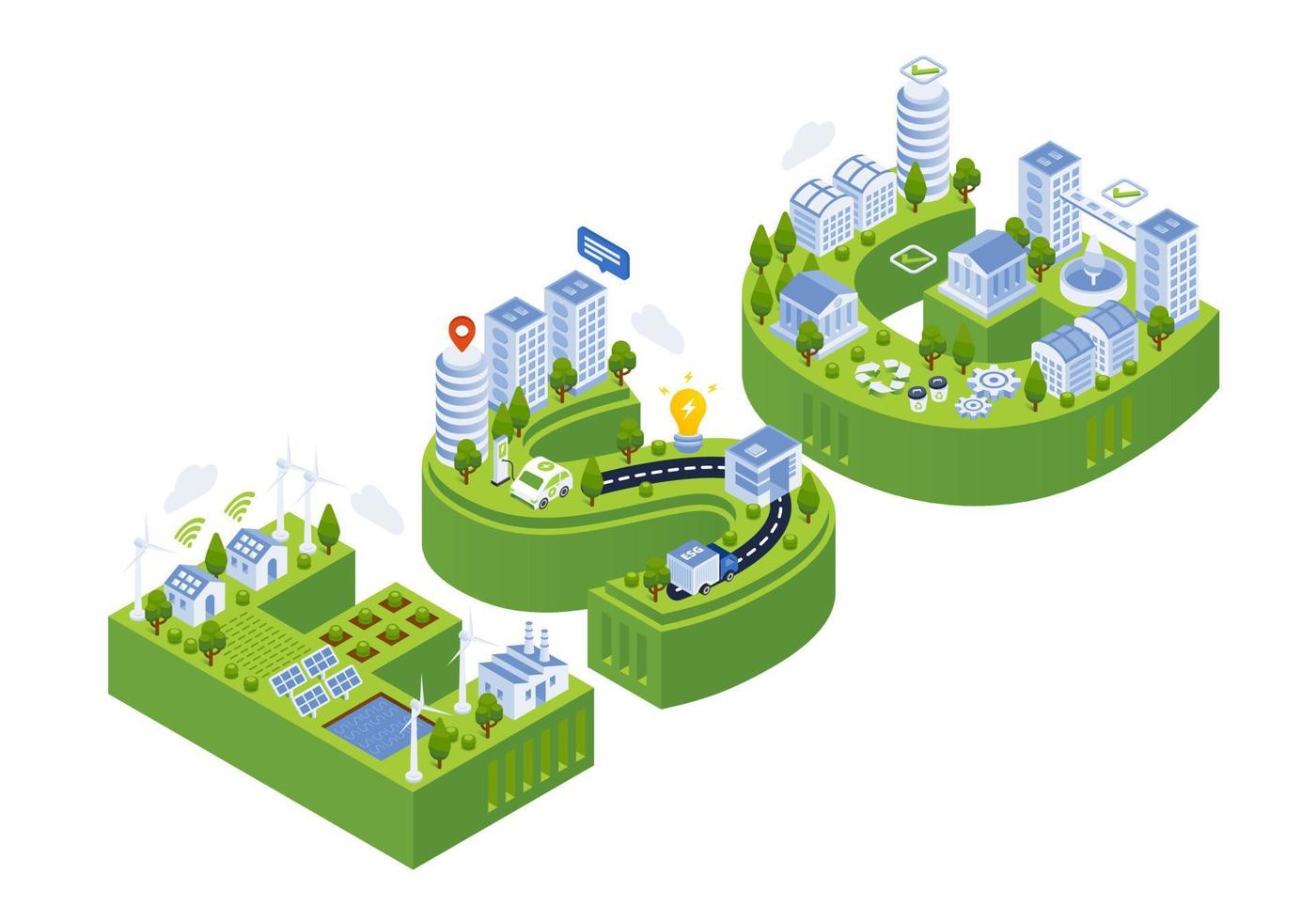 esg Nachhaltigkeit Umwelt isometrisch Illustration vektor