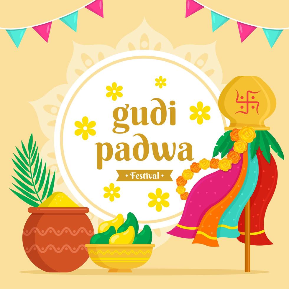 gudi padwa festival bakgrund vektor