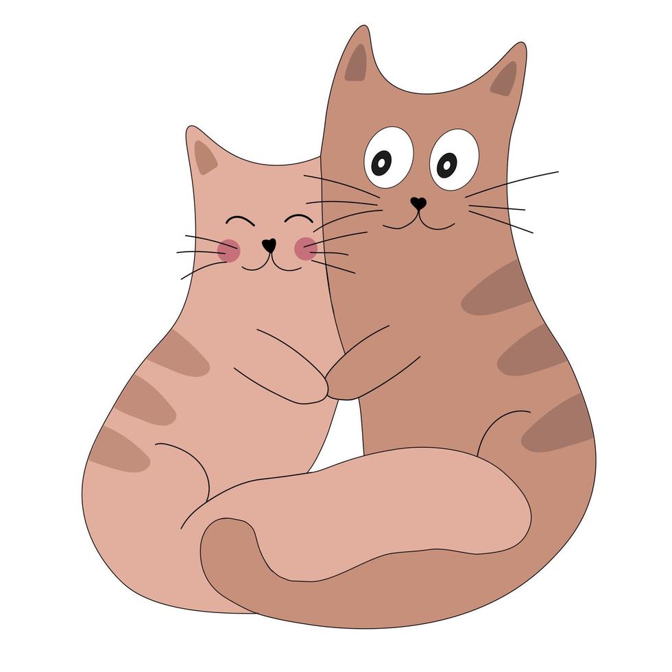 süß zwei Katzen im Liebe. Tier Vektor Illustration zum Gruß Karte oder Poster.