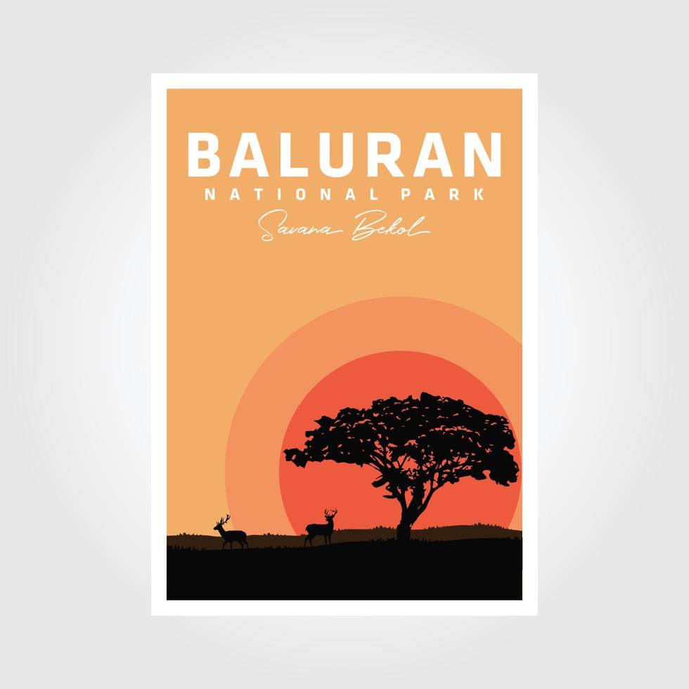 baluran nationell parkera affisch vektor illustration design