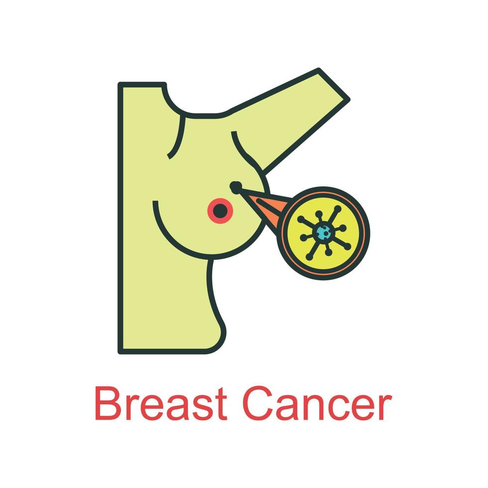 bröst cancer ikon platt Färg vektor
